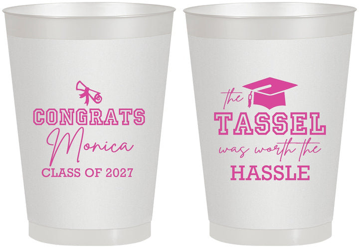 Personalized Graduation 8 oz Frosted Cups - Class Of 2027 Tassel Hassel | 130014