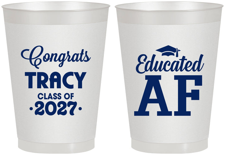 Personalized Graduation 8 oz Frosted Cups - Class Of 2027 Educated Af | 130015