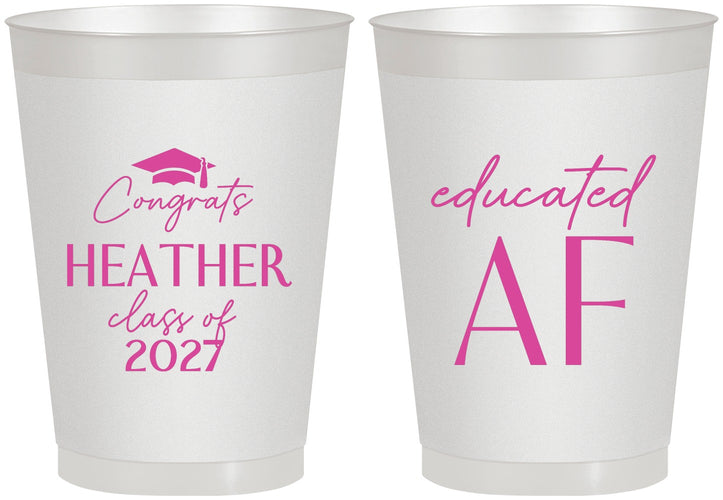 Personalized Graduation 8 oz Frosted Cups - Class Of 2027 Educated Af | 130019