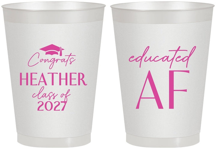 Personalized Graduation 8 oz Frosted Cups - Class Of 2027 Educated Af | 130019