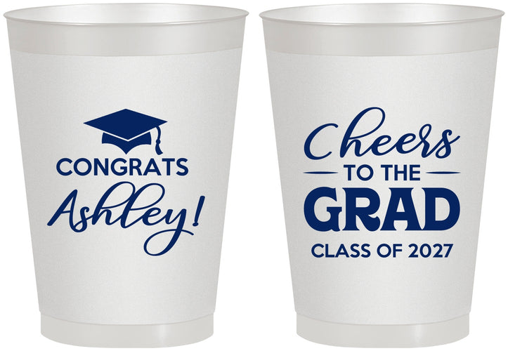 Personalized Graduation 8 oz Frosted Cups - Class Of 2027 Cheers Grad | 130020
