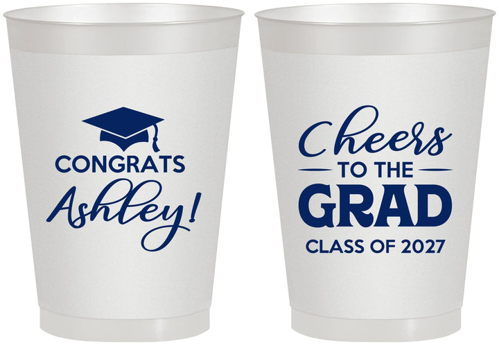 Personalized Graduation 8 oz Frosted Cups - Class Of 2027 Cheers Grad | 130020