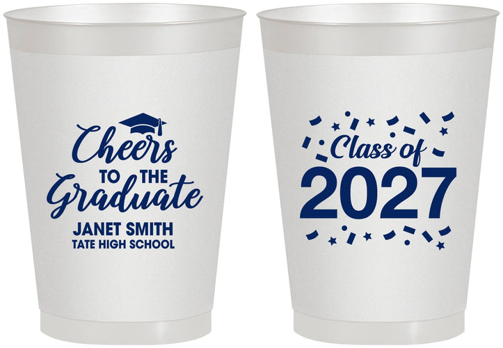 Personalized Graduation 8 oz Frosted Cups - Class Of 2027 Cheers Graduate | 130021