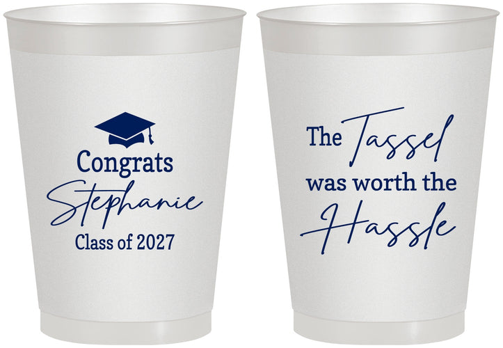 Personalized Graduation 8 oz Frosted Cups - Class Of 2027 Tassel Hassel | 130031