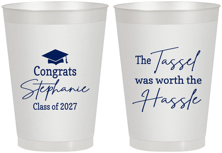 Personalized Graduation 8 oz Frosted Cups - Class Of 2027 Tassel Hassel | 130031