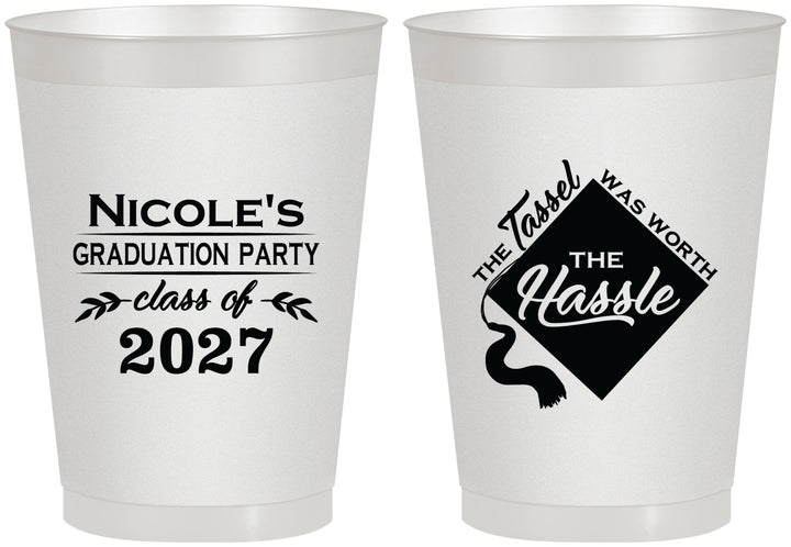 Personalized Graduation 8 oz Frosted Cups - Class Of 2027 Tassel Hassel | 130032