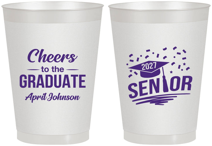 Personalized Graduation 8 oz Frosted Cups - Class Of 2027 Cheers Graduate | 130035
