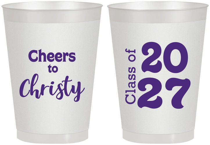 Personalized Graduation 8 oz Frosted Cups - Class Of 2027 Cheers | 130037