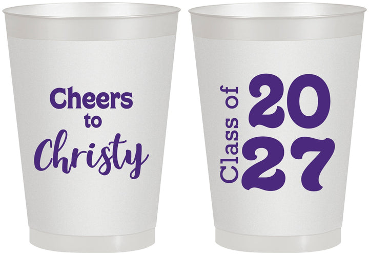 Personalized Graduation 8 oz Frosted Cups - Class Of 2027 Cheers | 130037