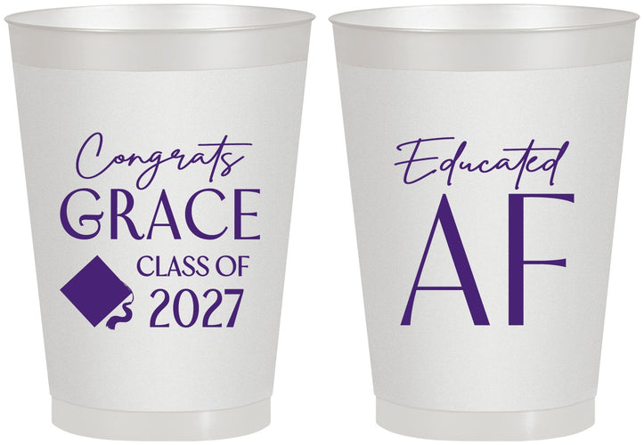 Personalized Graduation 8 oz Frosted Cups - Class Of 2027 Educated Af | 130040
