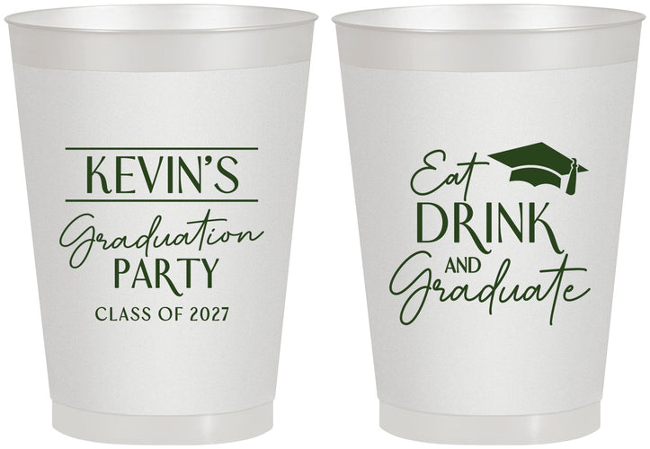 Personalized Graduation 8 oz Frosted Cups - Class Of 2027 Eat Drink Graduate | 130043