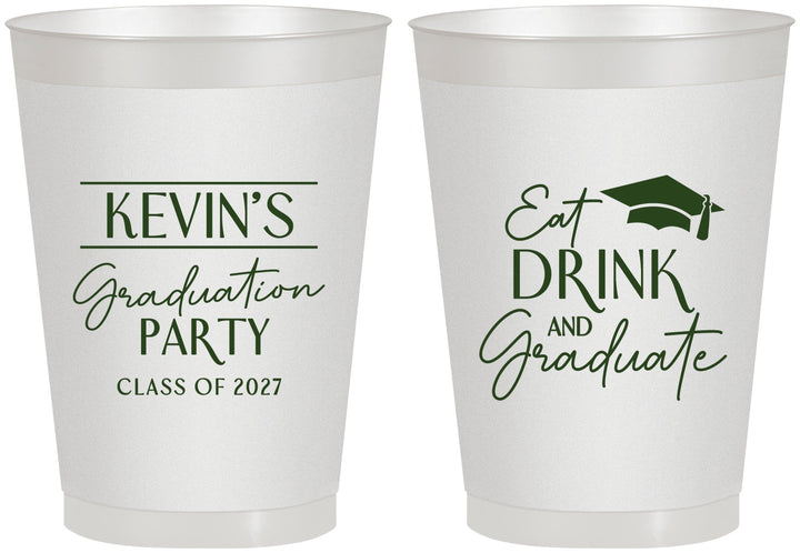 Personalized Graduation 8 oz Frosted Cups - Class Of 2027 Eat Drink Graduate | 130043