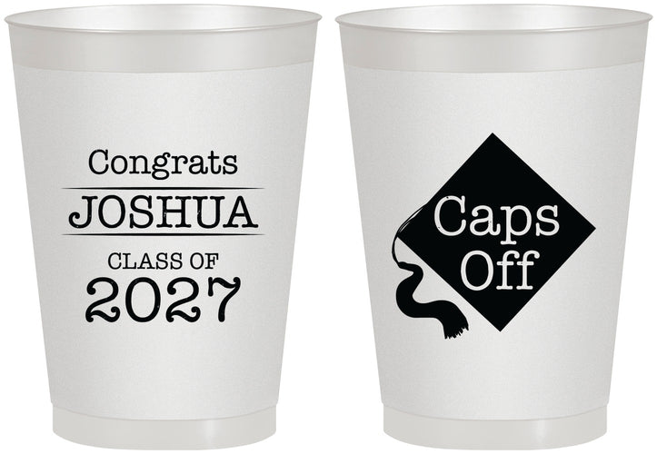 Personalized Graduation 8 oz Frosted Cups - Class Of 2027 Caps Off | 130045