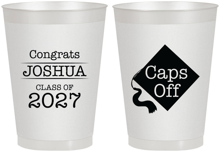 Personalized Graduation 8 oz Frosted Cups - Class Of 2027 Caps Off | 130045