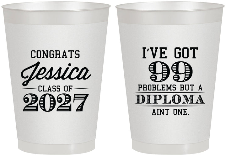 Personalized Graduation 8 oz Frosted Cups - Class Of 2027 99 Problems | 130047