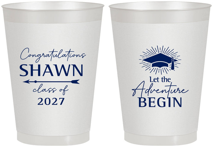 Personalized Graduation 8 oz Frosted Cups - Class Of 2027 Adventure Begin | 130048