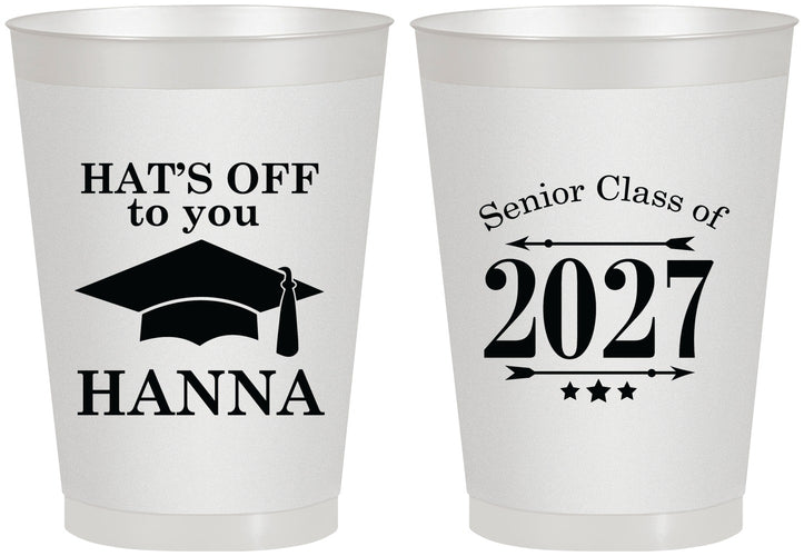 Personalized Graduation 8 oz Frosted Cups - Class Of 2027 Hats Off | 130049