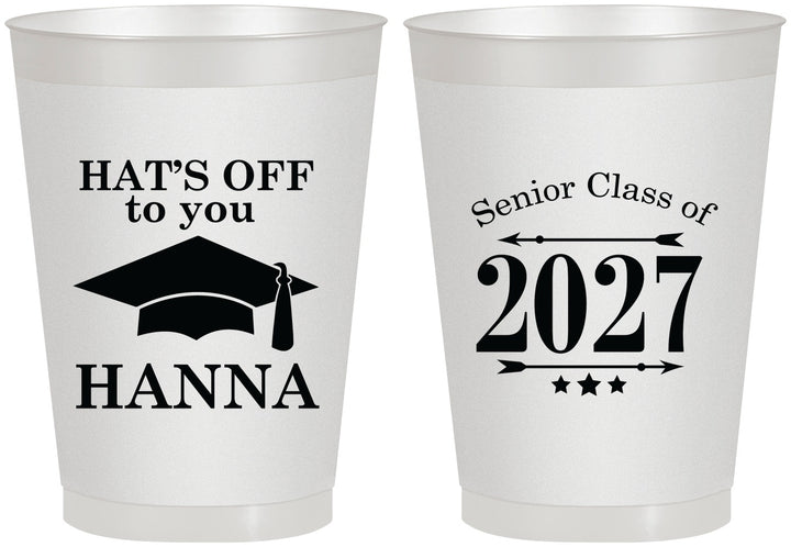 Personalized Graduation 8 oz Frosted Cups - Class Of 2027 Hats Off | 130049