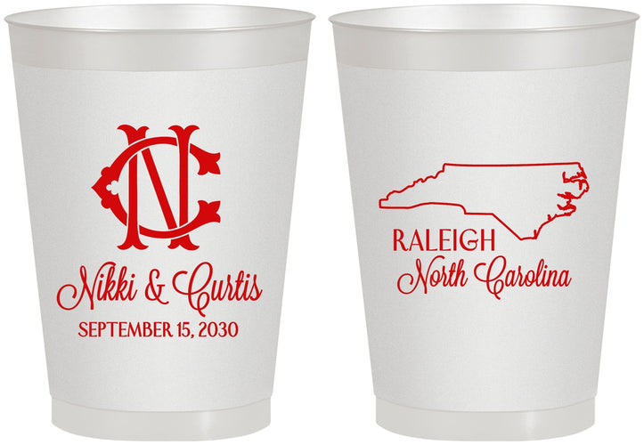 Personalized Wedding 8 oz Frosted Cups - North Carolina | 132