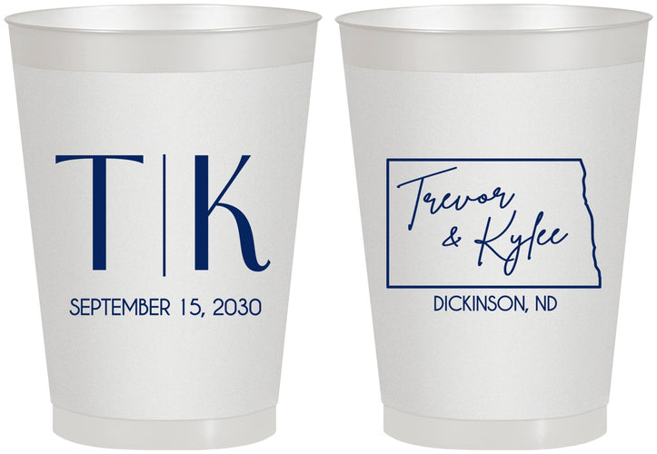 Personalized Wedding 8 oz Frosted Cups - North Dakota | 133