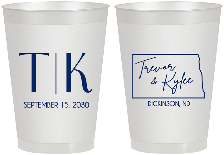 Personalized Wedding 8 oz Frosted Cups - North Dakota | 133