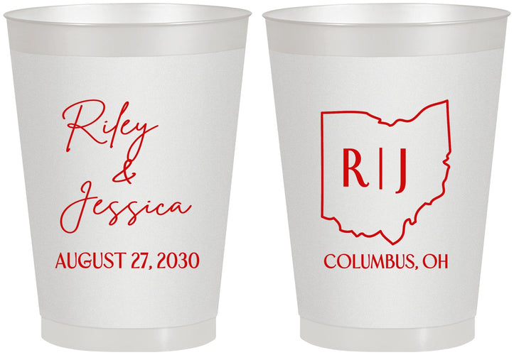 Personalized Wedding 8 oz Frosted Cups - Ohio | 134