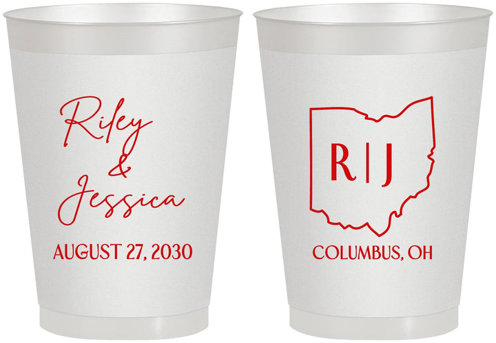 Personalized Wedding 8 oz Frosted Cups - Ohio | 134