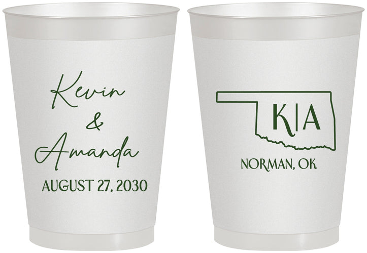 Personalized Wedding 8 oz Frosted Cups - Oklahoma | 135