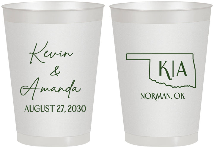 Personalized Wedding 8 oz Frosted Cups - Oklahoma | 135