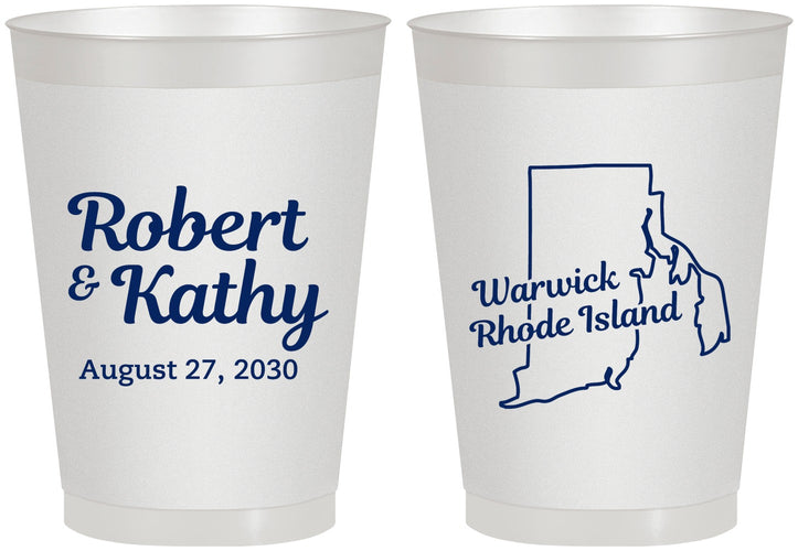 Personalized Wedding 8 oz Frosted Cups - Rhode Island | 138