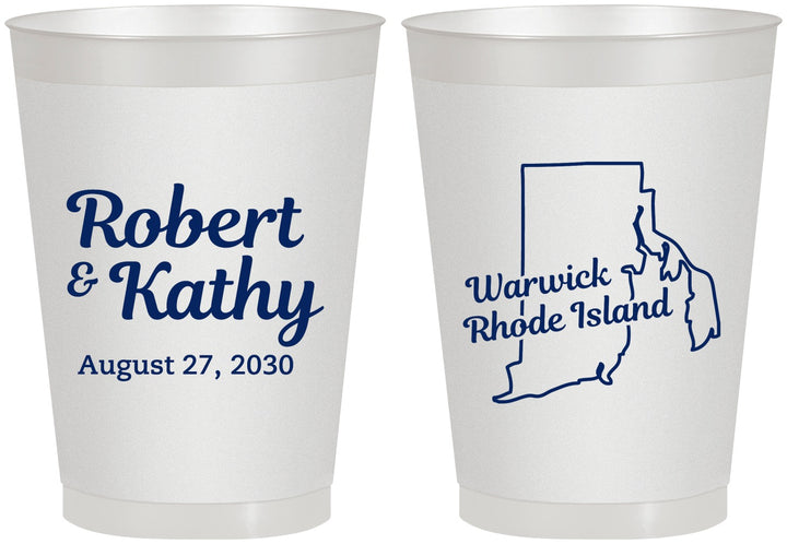 Personalized Wedding 8 oz Frosted Cups - Rhode Island | 138