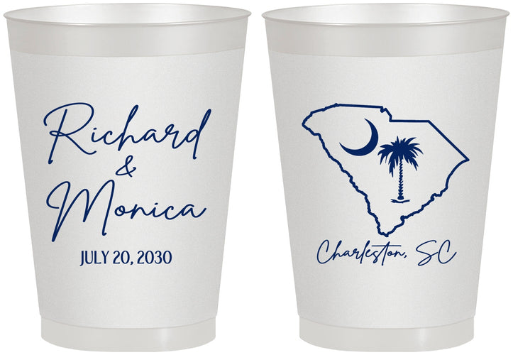Personalized Wedding 8 oz Frosted Cups - South Carolina | 139