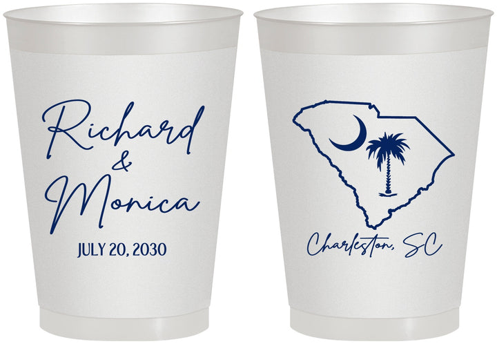 Personalized Wedding 8 oz Frosted Cups - South Carolina | 139