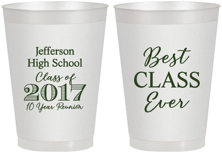 Personalized Class Reunion 8 oz Frosted Cups - Class Of 2017 10 Year | 140025