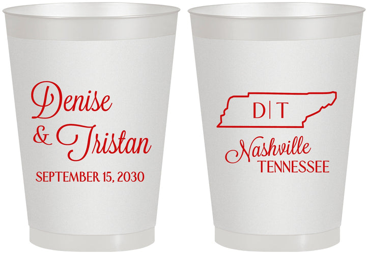Personalized Wedding 8 oz Frosted Cups - Tennessee | 141