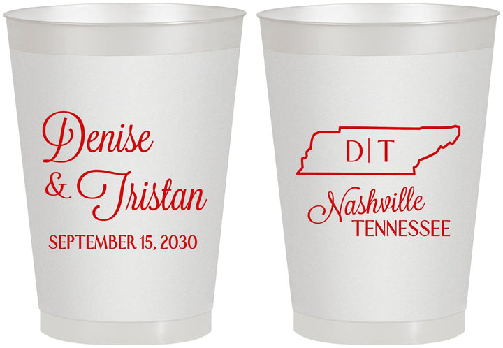 Personalized Wedding 8 oz Frosted Cups - Tennessee | 141