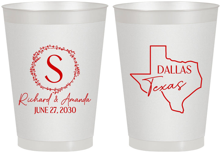 Personalized Wedding 8 oz Frosted Cups - Texas | 142