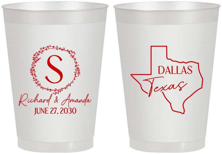 Personalized Wedding 8 oz Frosted Cups - Texas | 142
