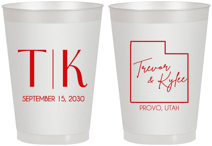 Personalized Wedding 8 oz Frosted Cups - Utah | 143