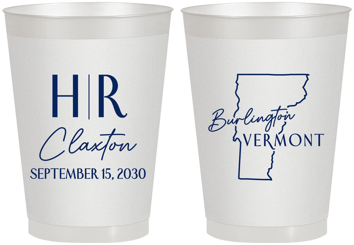 Personalized Wedding 8 oz Frosted Cups - Vermont | 144