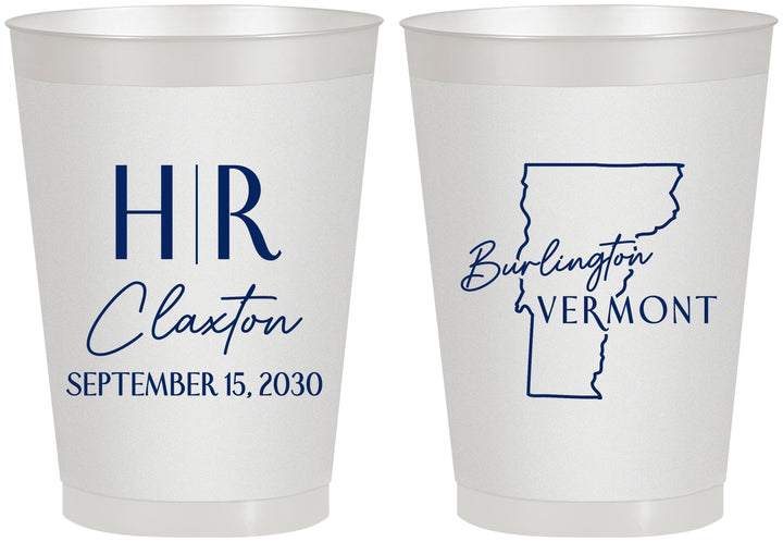 Personalized Wedding 8 oz Frosted Cups - Vermont | 144