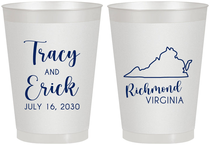 Personalized Wedding 8 oz Frosted Cups - Virginia | 145