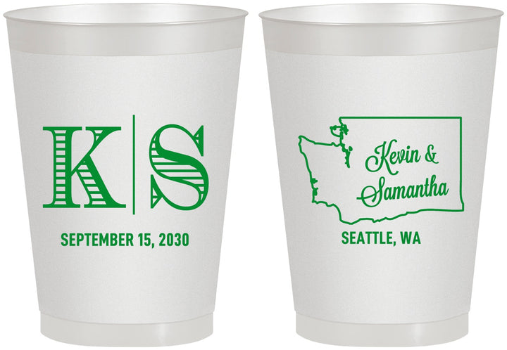 Personalized Wedding 8 oz Frosted Cups - Washington | 146