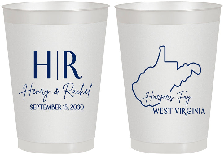 Personalized Wedding 8 oz Frosted Cups - West Virginia | 147
