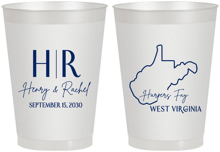 Personalized Wedding 8 oz Frosted Cups - West Virginia | 147