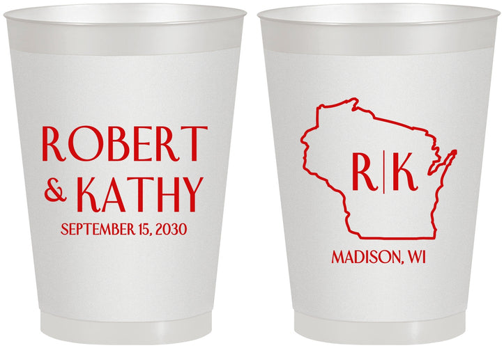 Personalized Wedding 8 oz Frosted Cups - Wisconsin | 148