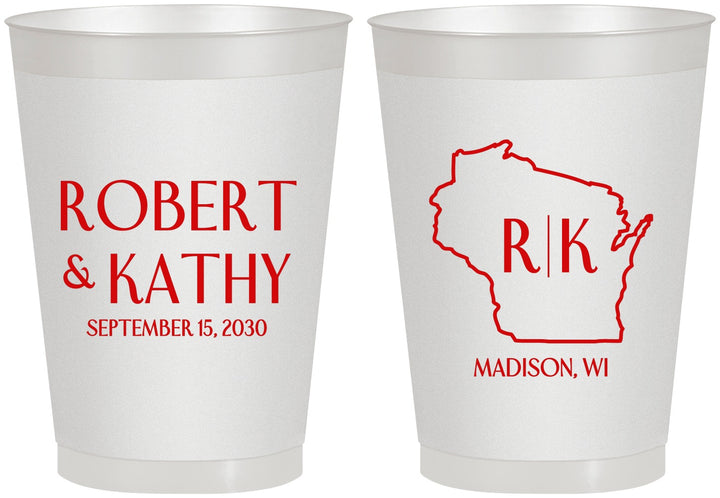 Personalized Wedding 8 oz Frosted Cups - Wisconsin | 148