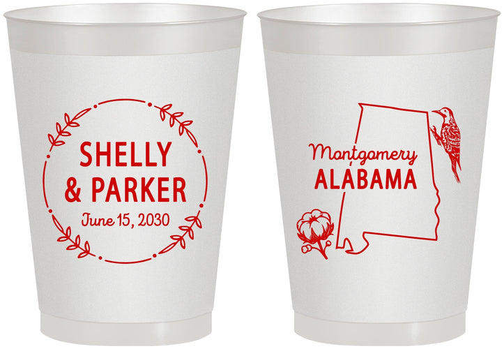 Personalized Wedding 8 oz Frosted Cups - Alabama | 150