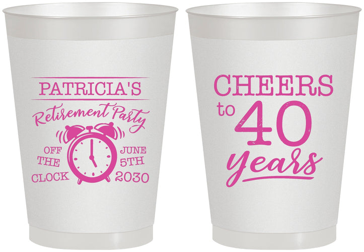 Personalized Retirement 8 oz Frosted Cups - Off The Clock | 150000