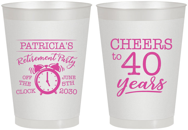 Personalized Retirement 8 oz Frosted Cups - Off The Clock | 150000